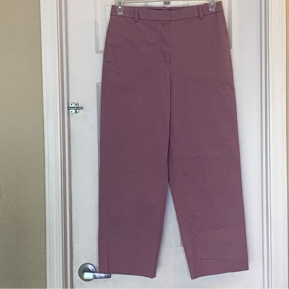 Theory High Waist Straight Lilac Chino Cropped Pants Stretch Cotton Size 6 - Picture 1 of 10